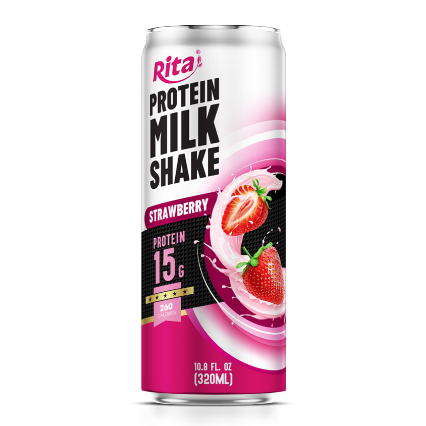 Protein Milkshake Drink Strawberry Flavor 320ml Sleek Can